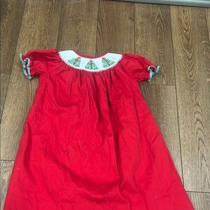 Red Kids Formal Dress with Christmas Tree Detail